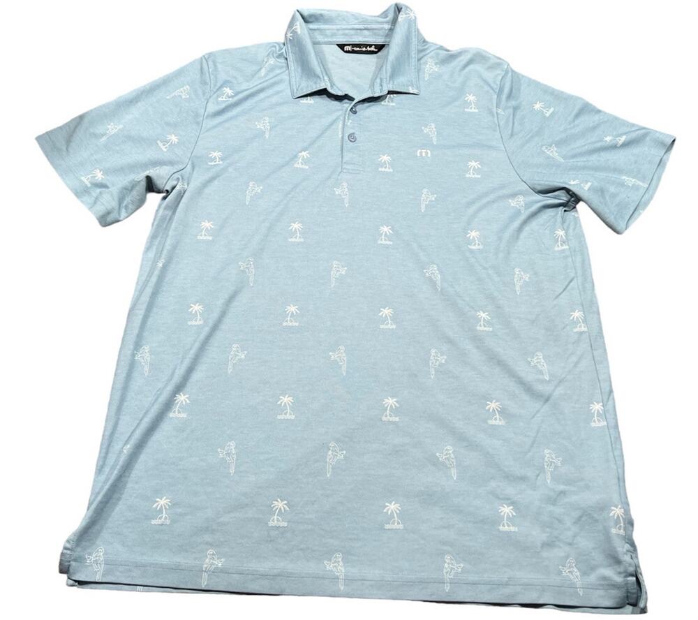 Travis Mathew Men’s Loose Screw Parrot Palm Trees Margarita Golf Polo Size 2XL